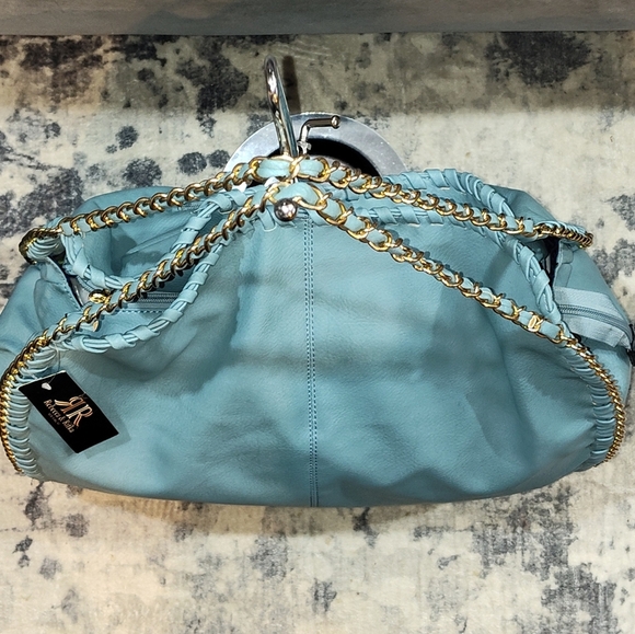 NWT Magid Rebecca & Rifka Baby Blue Leather Hobo Bag - Picture 6 of 13